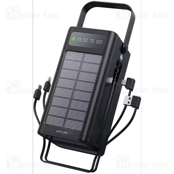 پاوربانک خورشیدی 60000 گرین لاین Green Lion Solar X GLPX50 GNSOL50PB60BK توان 22.5 وات و کابل متصل