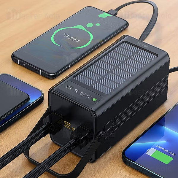 پاوربانک خورشیدی 60000 گرین لاین Green Lion Solar X GLPX50 GNSOL50PB60BK توان 22.5 وات و کابل متصل